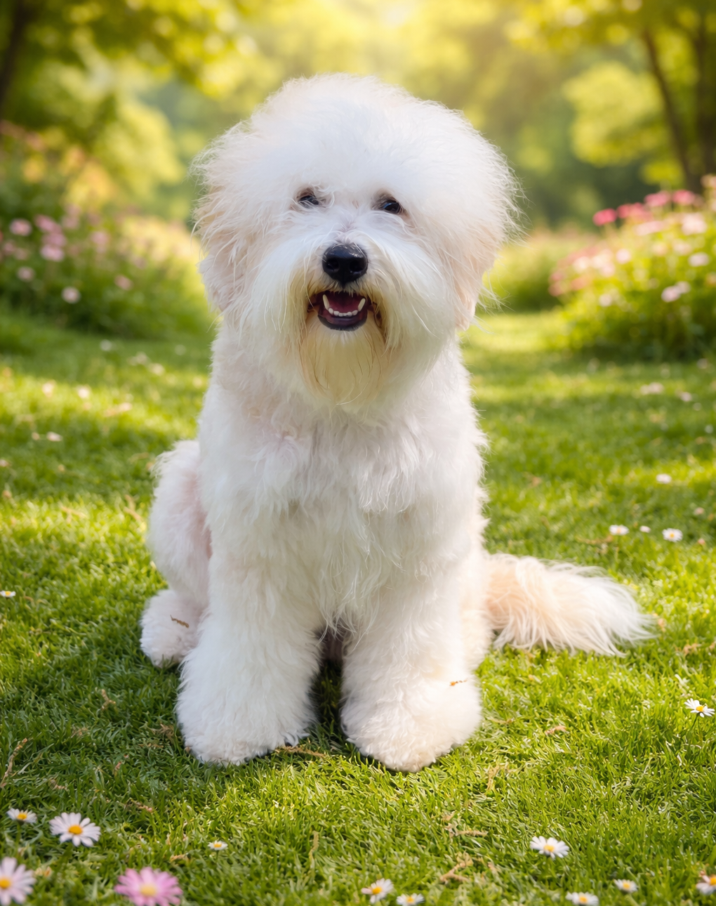 Dignity Labradoodles - Reba in a blooming meadow